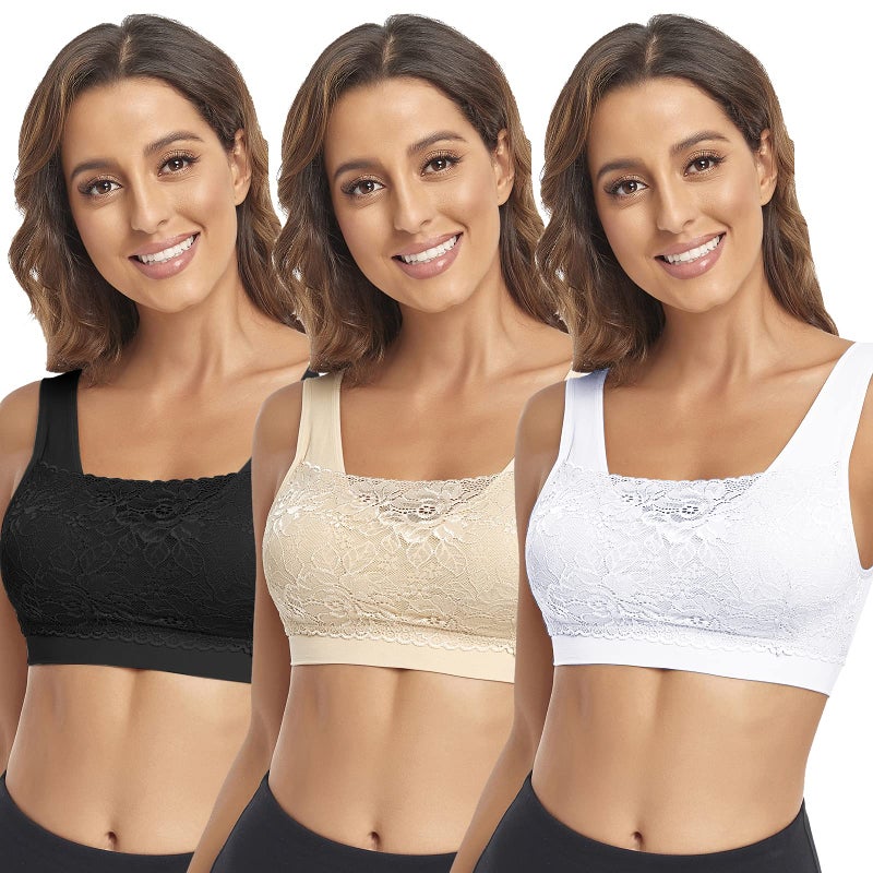 Litthing Lace Bralettes for Women Padded Sports Bra Seamless Plus Size Tank Tops Wirefree Comfort Yoga Cami T Shirt Bras - Image 1